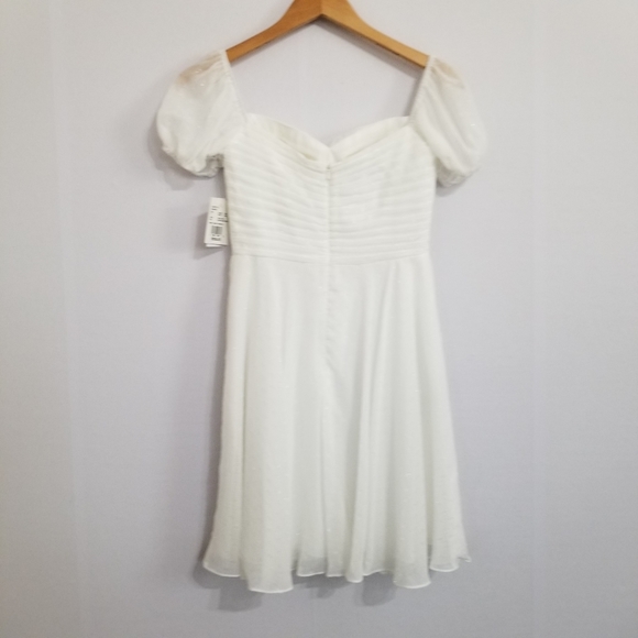 NWT Jules & Cleo White Shimmery Polka DotShort Sleeve Mini Dress Size 2 - Picture 7 of 13